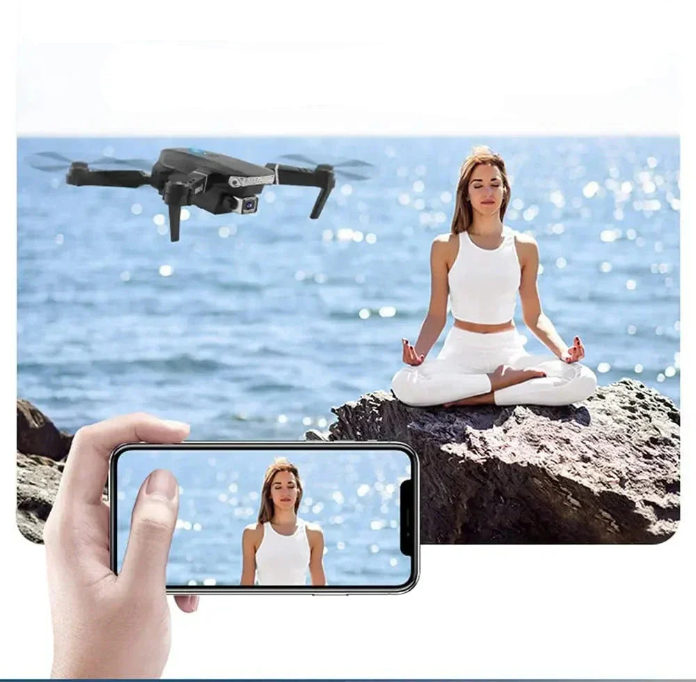 Oak & Coral- E88 Pro Drone 4k HD Double Camera RC VR 3D Long Battery Life Flight Path FPV Mini Drone