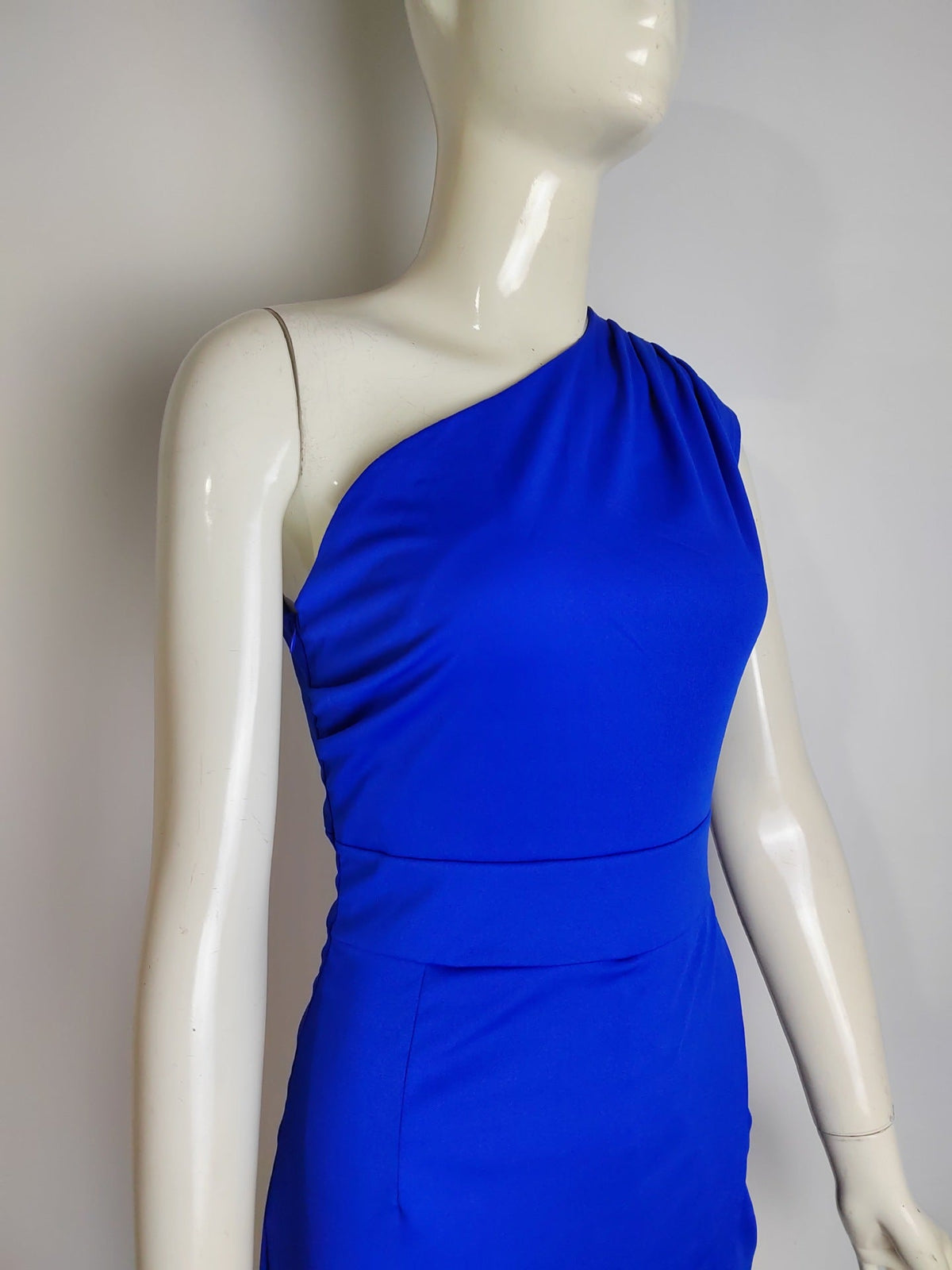 Oak & Coral Elegant Formal Solid Slit Asymmetrical Diagonal Collar Evening Dresses