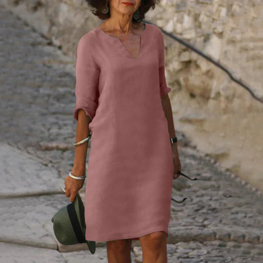 Oak & Coral | Elegant Summer Dress with V-Neck