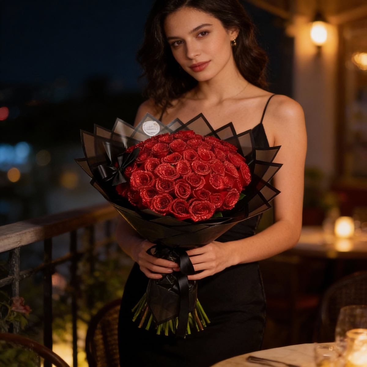 Oak & Coral | Eternal Glitter Rose | Handcrafted Decorative Art Flower | Sparkling Crystal Finish | Exclusive Gift Set for Special Occasions | Durable & Maintenance-Free