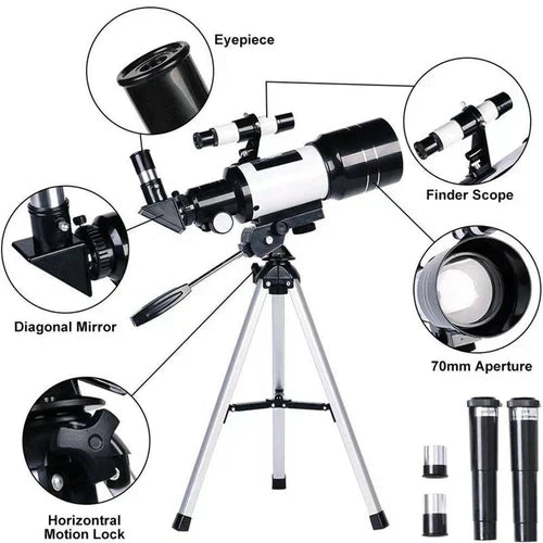 Oak & Coral | Explore the Stars with Ease - Professional Telescope with Tripod & 150x Zoom for Moon Observation