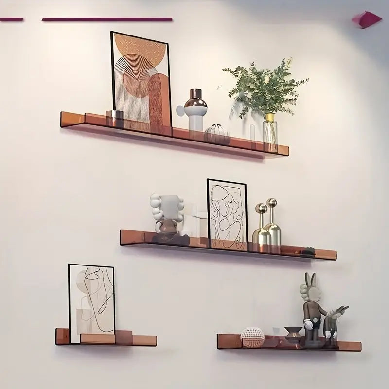 Oak & Coral | Floating Wall Shelf - Modern Bathroom Storage - Acrylic