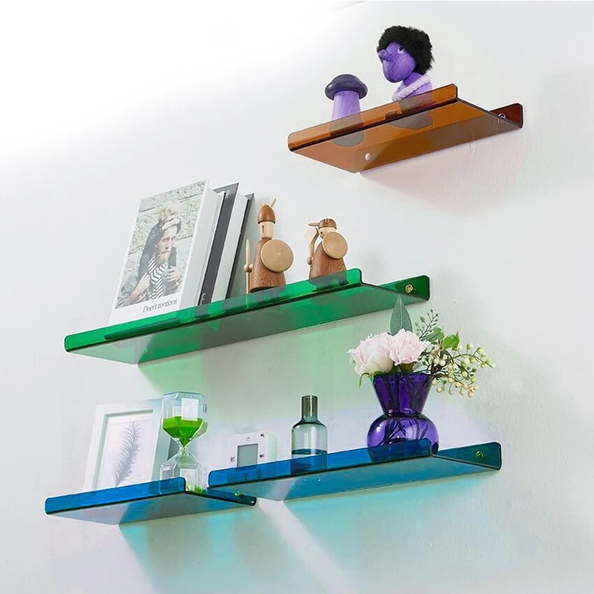 Oak & Coral | Floating Wall Shelf - Modern Bathroom Storage - Acrylic