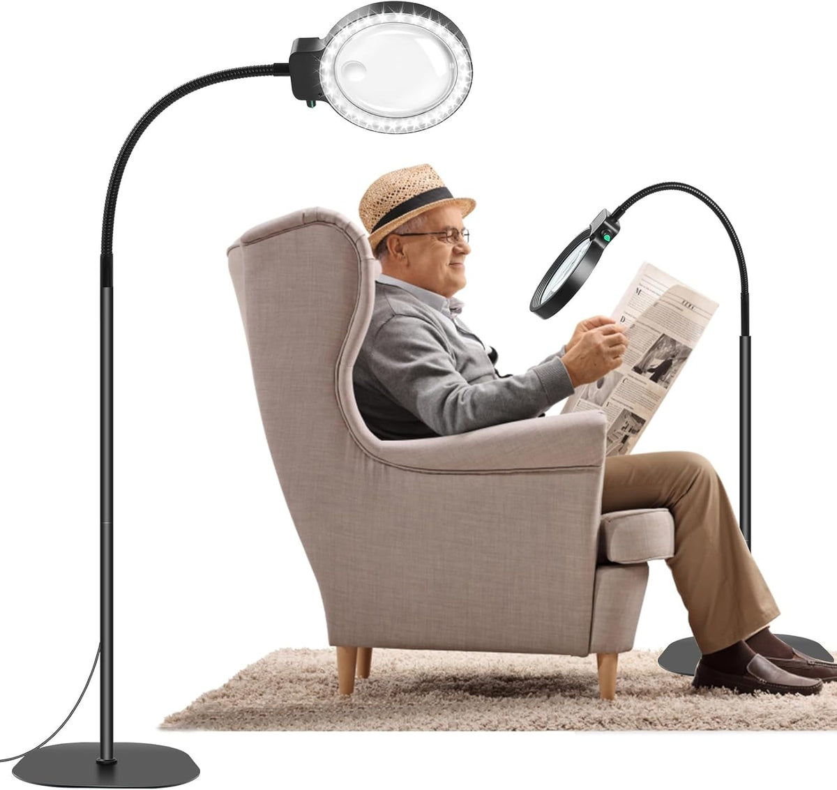 Oak & Coral | Full-Page Magnifying Glass with LED Light – Hands-Free Reading Aid for Books, Crafts & Hobbies