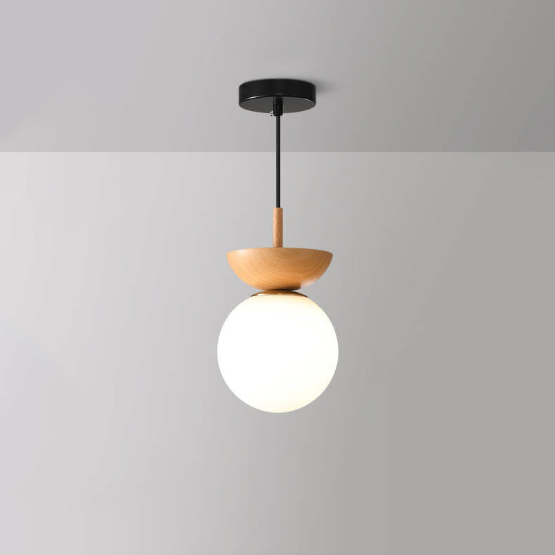 Oak & Coral | Glass Globe Ceiling Light | Wood Grain Design