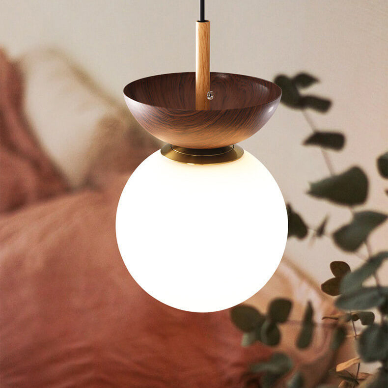 Oak & Coral | Glass Globe Ceiling Light | Wood Grain Design