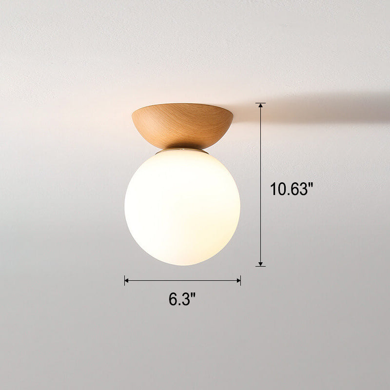 Oak & Coral | Glass Globe Ceiling Light | Wood Grain Design