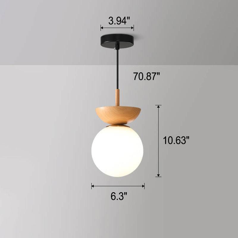 Oak & Coral | Glass Globe Ceiling Light | Wood Grain Design
