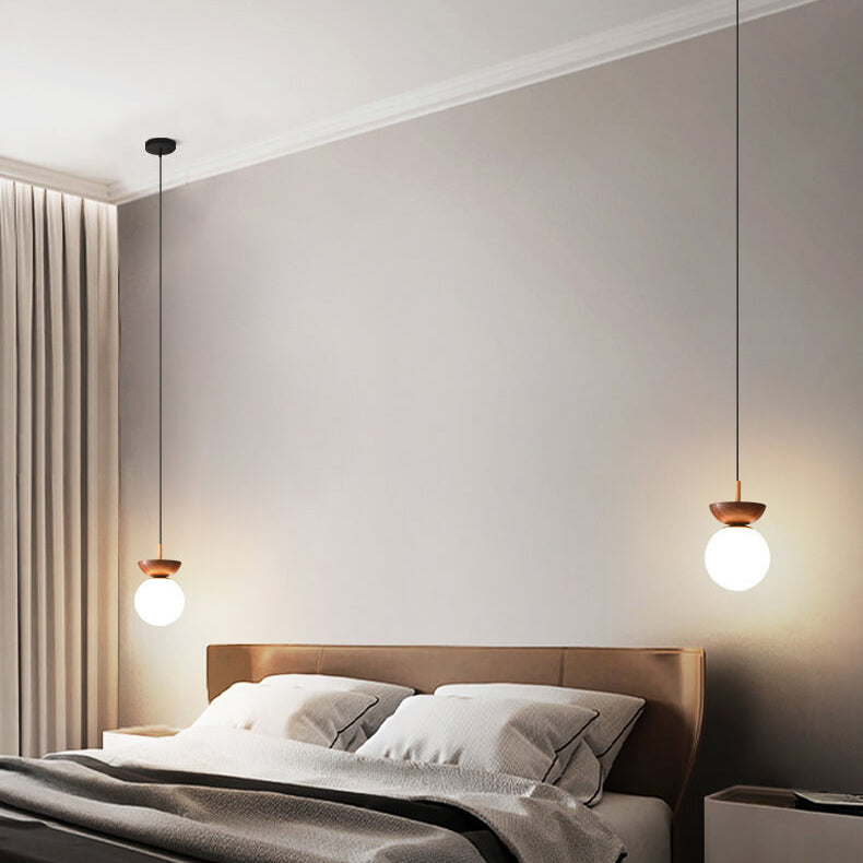 Oak & Coral | Glass Globe Ceiling Light | Wood Grain Design