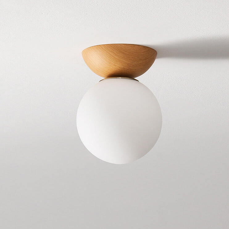 Oak & Coral | Glass Globe Ceiling Light | Wood Grain Design