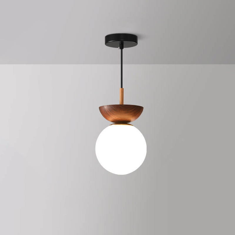 Oak & Coral | Glass Globe Ceiling Light | Wood Grain Design