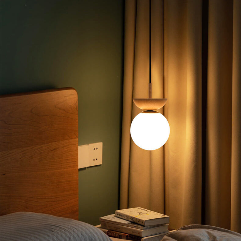 Oak & Coral | Glass Globe Ceiling Light | Wood Grain Design