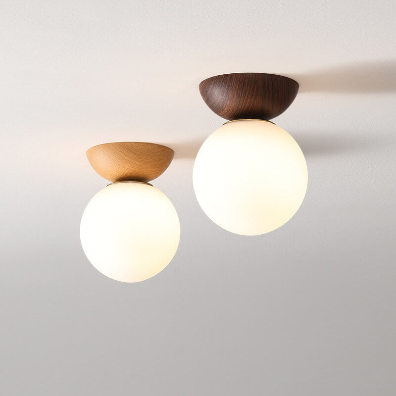 Oak & Coral | Glass Globe Ceiling Light | Wood Grain Design