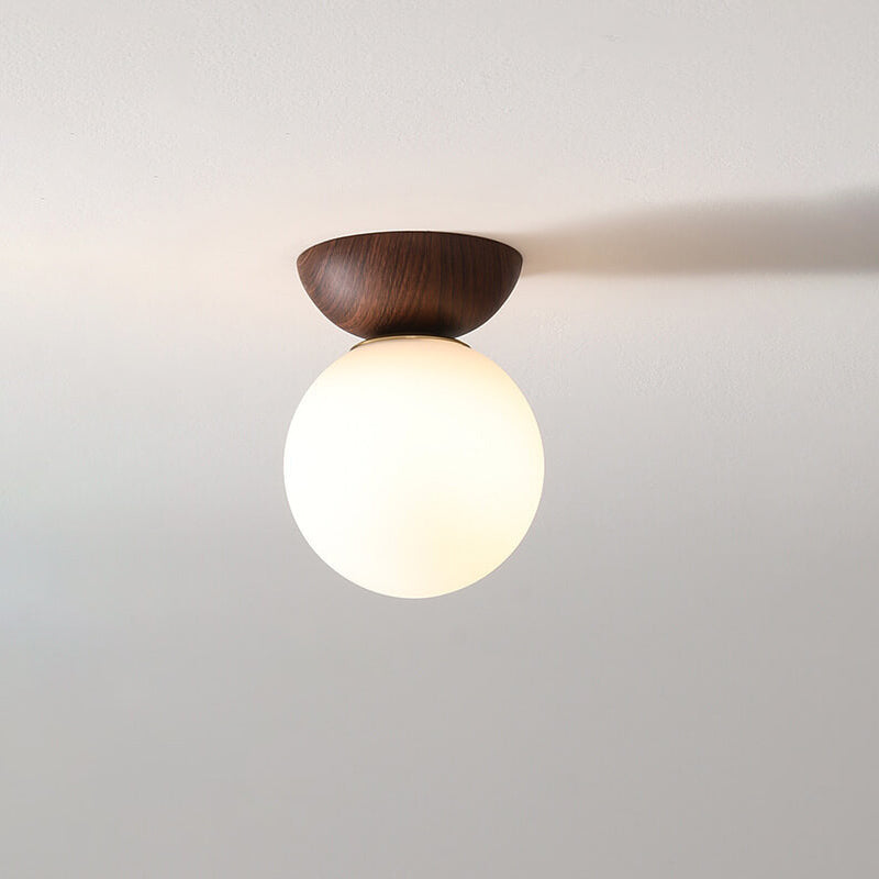 Oak & Coral | Glass Globe Ceiling Light | Wood Grain Design