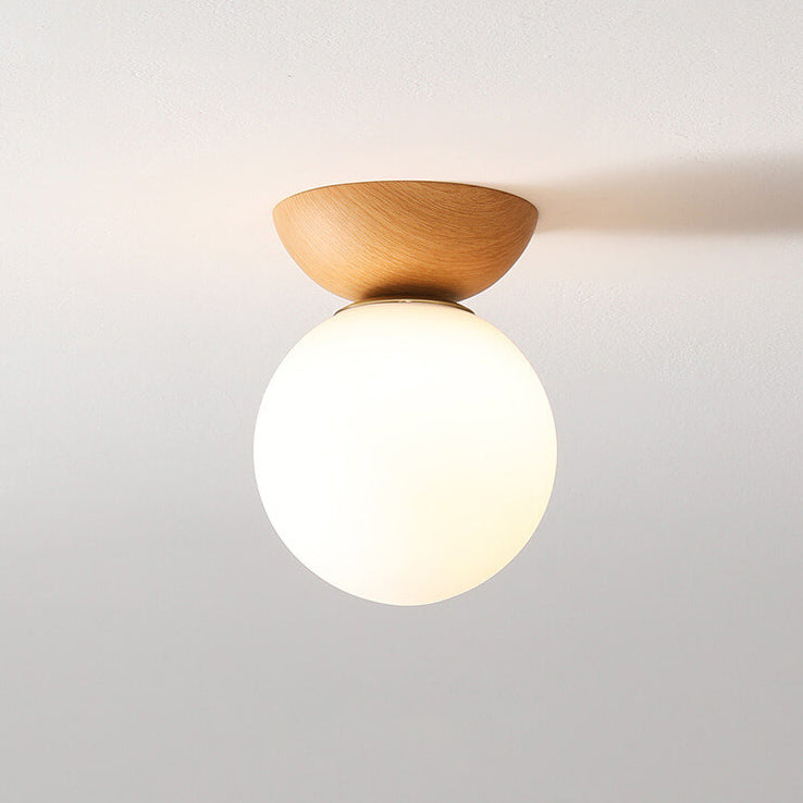 Oak & Coral | Glass Globe Ceiling Light | Wood Grain Design
