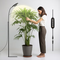 Oak & Coral | Black 20W LED Plant Light Stand, Full Spectrum, 3 Modes, Timer