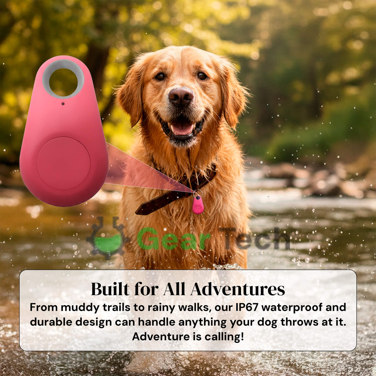 Oak & Coral | GPS Dog Tracking | Waterproof, Real-Time Location & Safety Zone Alerts for Outdoor Adventures