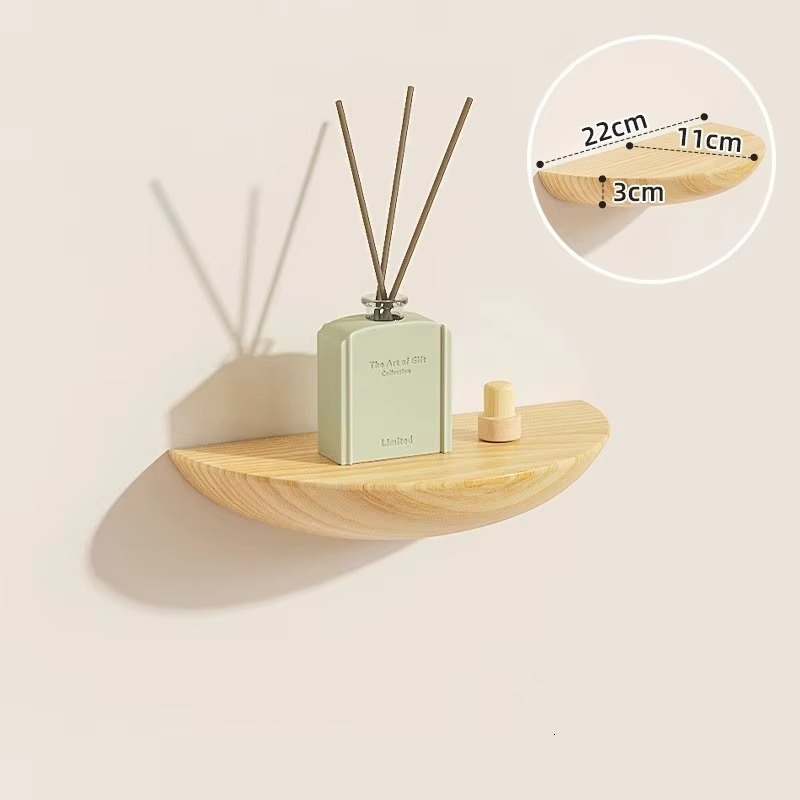 Oak & Coral | Half-Round Wooden Wall Shelf | Stylish and Space-Saving | Natural Wood