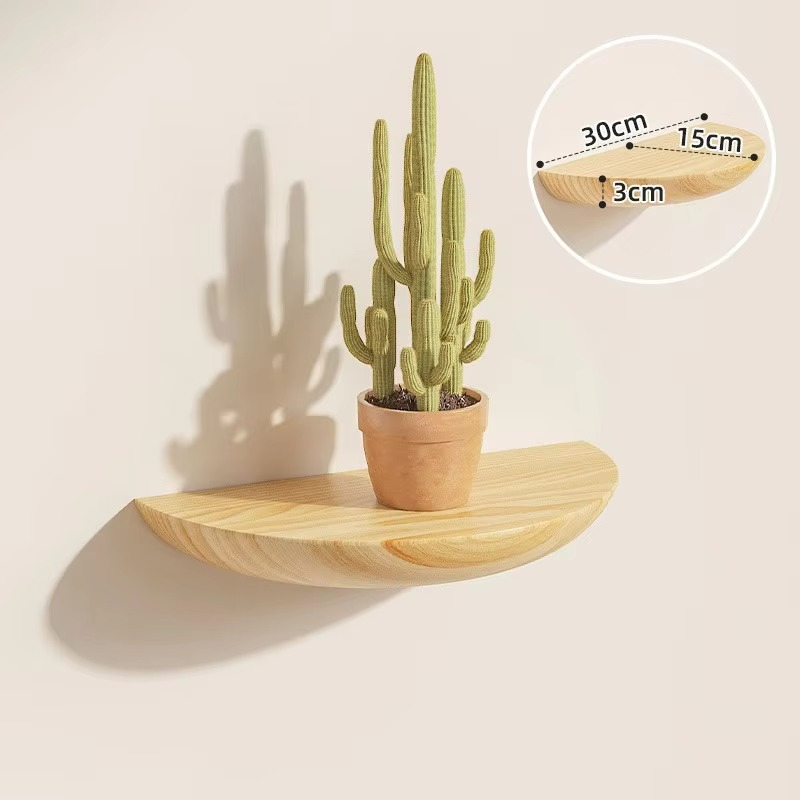 Oak & Coral | Half-Round Wooden Wall Shelf | Stylish and Space-Saving | Natural Wood