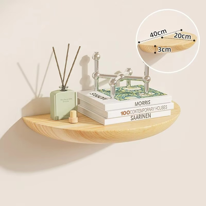 Oak & Coral | Half-Round Wooden Wall Shelf | Stylish and Space-Saving | Natural Wood