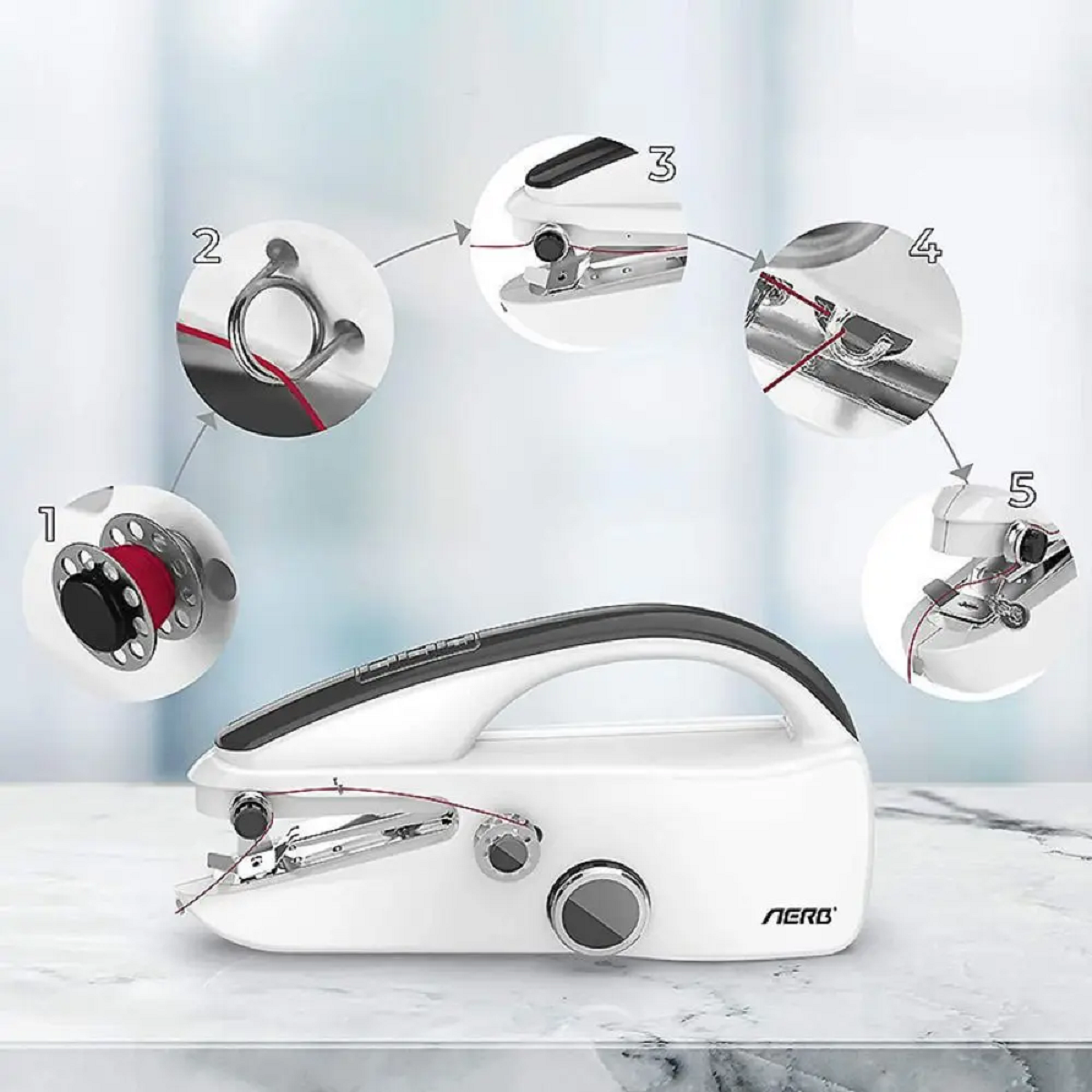 Oak & Coral | Handheld Mini Sewing Machine for Crafts & Repairs - Portable Sewing Tool for Quick Repairs and DIY Projects