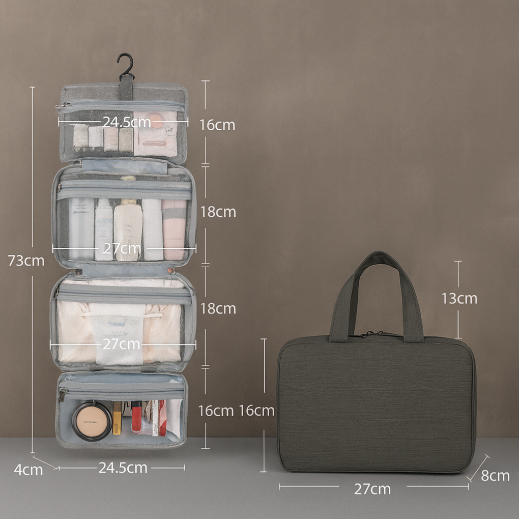 Oak & Coral | Hanging Toiletry Bag Organizer with Multiple Compartments