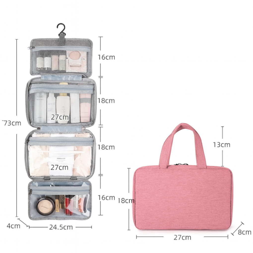 Oak & Coral | Hanging Toiletry Bag Organizer with Multiple Compartments