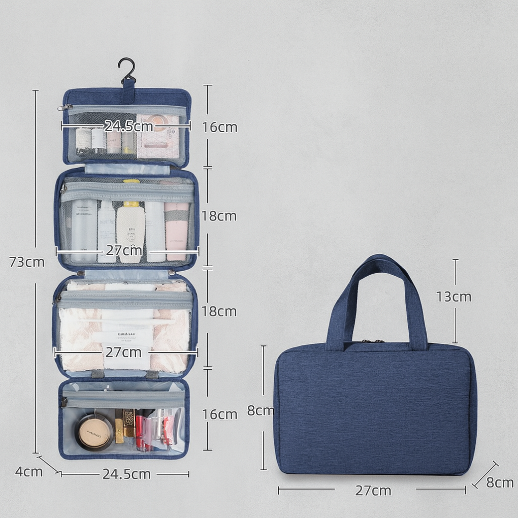 Oak & Coral | Hanging Toiletry Bag Organizer with Multiple Compartments