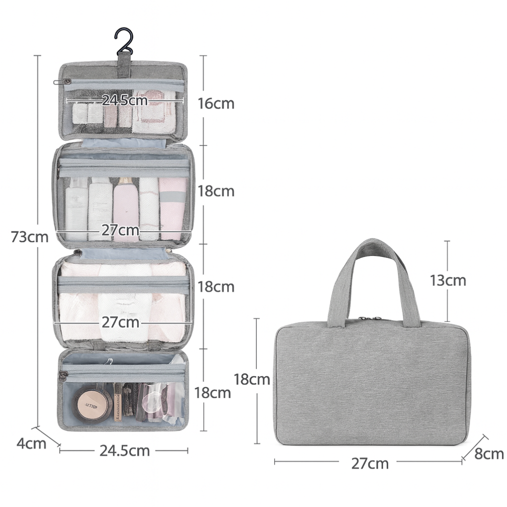 Oak & Coral | Hanging Toiletry Bag Organizer with Multiple Compartments