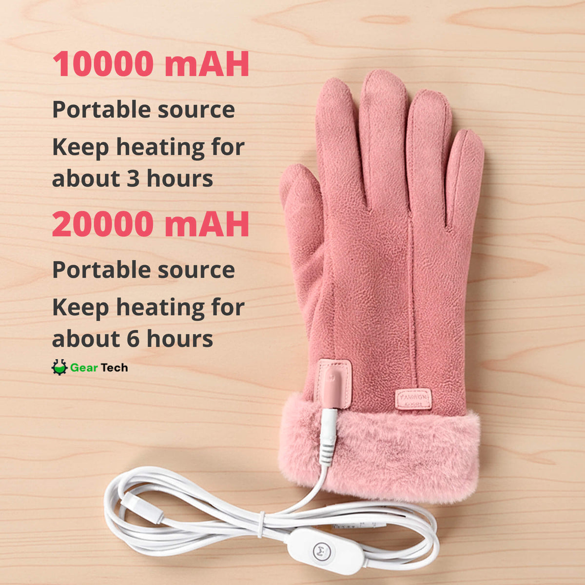 Oak & Coral | Heated Gloves for Women UK – Women's Thermal Waterproof Winter Gloves with Touch Screen & USB Rechargeable Warm Design