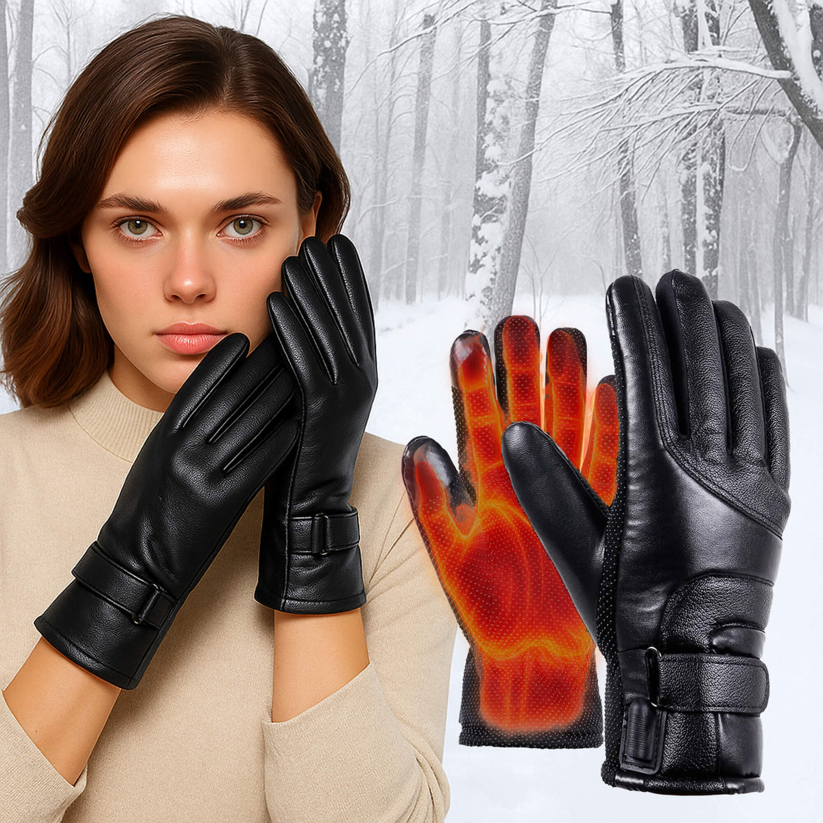 Oak & Coral | Heated Gloves for Women UK – Women's Thermal Waterproof Winter Gloves with Touch Screen & USB Rechargeable Warm Design