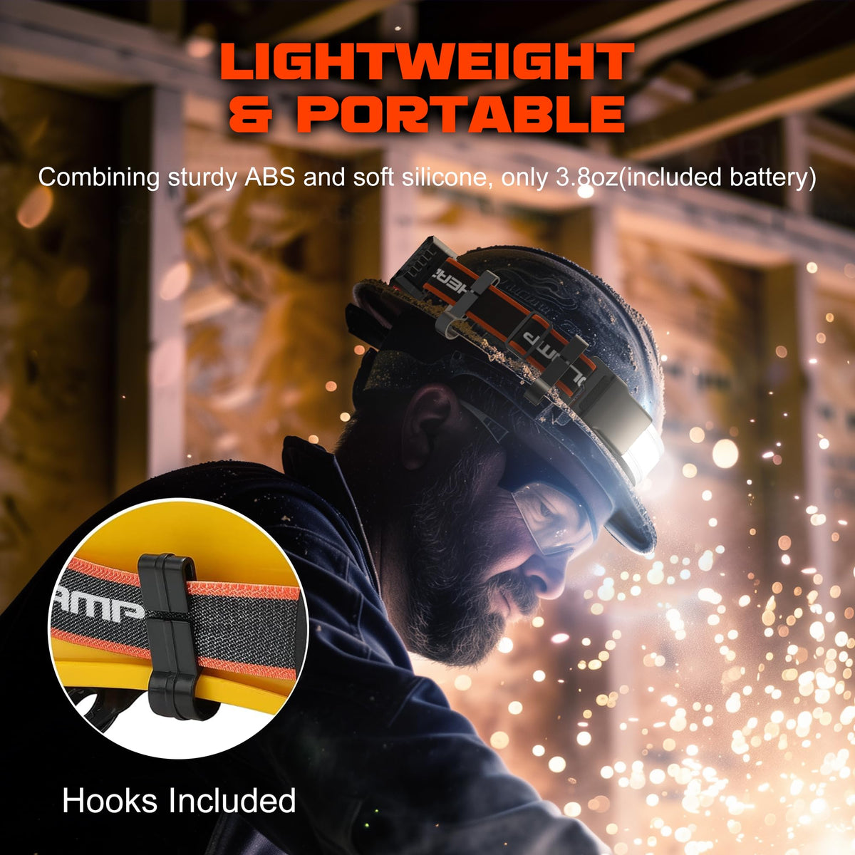 Oak & Coral | Hopedone Rechargeable Headlamp 1000 Lumens, 230° Wide Angle, Waterproof, 2-Pack, Orange