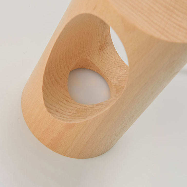 Oak & Coral | Japanese Solid Wood Rectangular Column LED Night Lamp USB Table Lamp