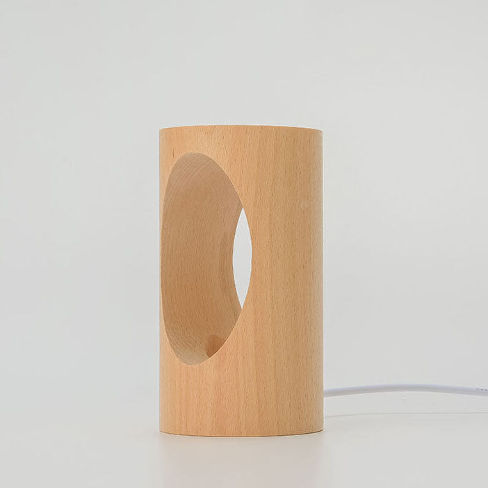 Oak & Coral | Japanese Solid Wood Rectangular Column LED Night Lamp USB Table Lamp
