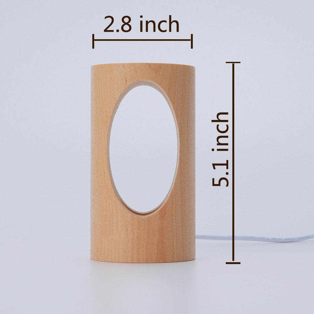 Oak & Coral | Japanese Solid Wood Rectangular Column LED Night Lamp USB Table Lamp