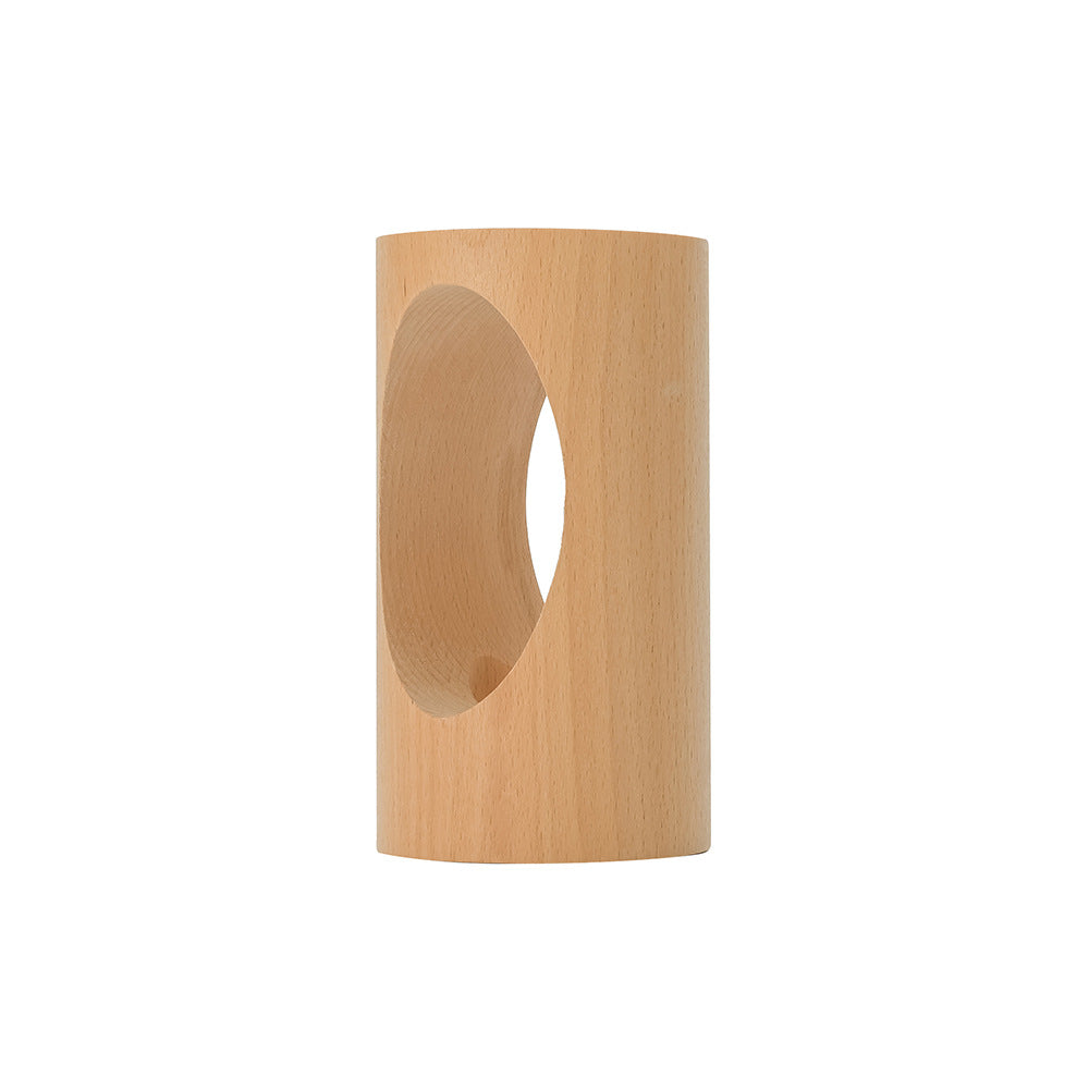 Oak & Coral | Japanese Solid Wood Rectangular Column LED Night Lamp USB Table Lamp