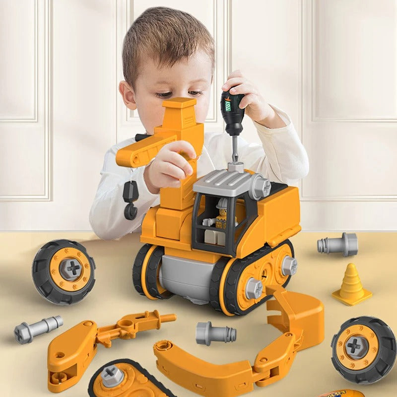 Oak & Coral | Kids Construction Vehicle Building Toy Set with Screwdriver