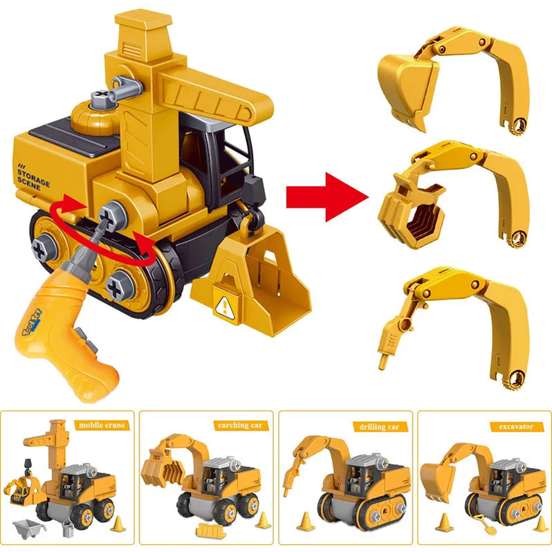Oak & Coral | Kids Construction Vehicle Building Toy Set with Screwdriver