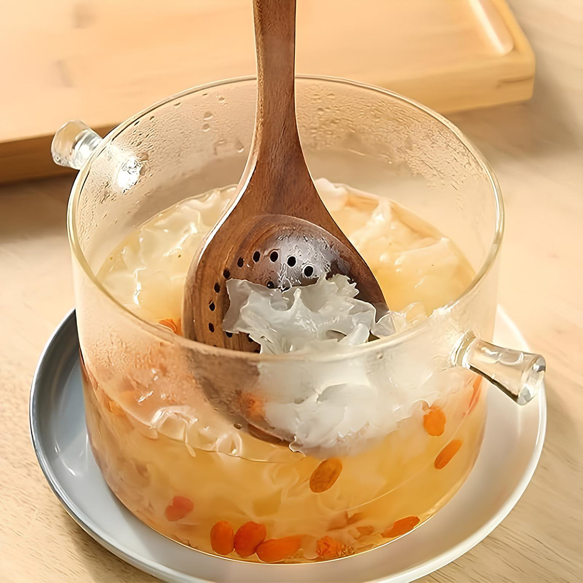 Oak & Coral Kitchen Utensils Set in Natural Wood