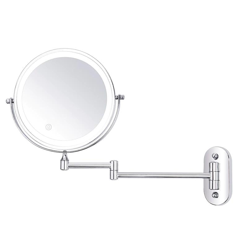 Oak & Coral LED Magnifying Mirror | Rechargeable | Cosmetics & Bathroom | Chrome Silver