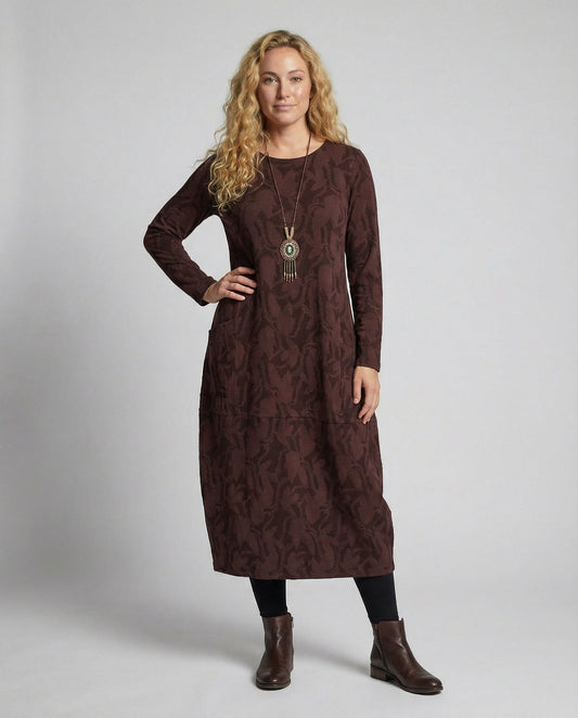 Oak & Coral - Long-Sleeve Pocket Dress with Print