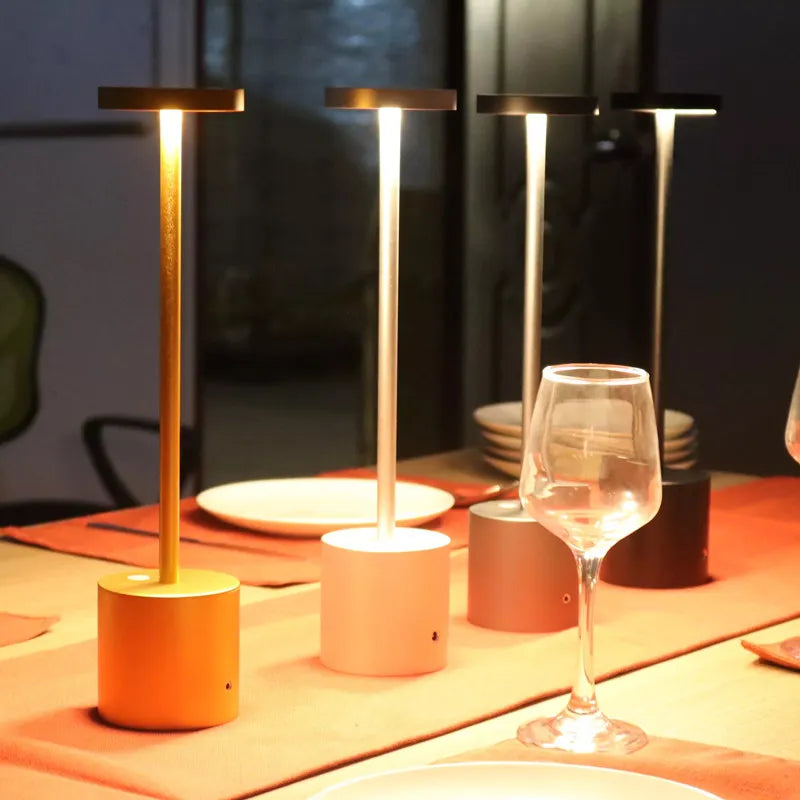 Oak & Coral | LumaLite Rechargeable LED Table Lamp | Wireless | Dimmable | Modern Design for Restaurants and Home
