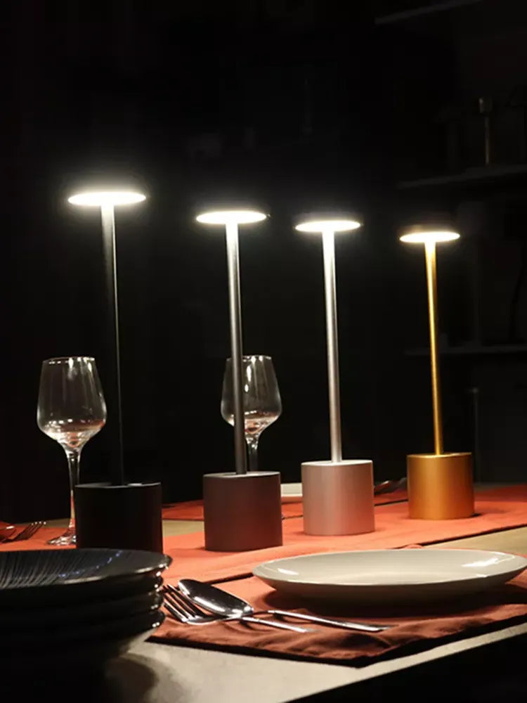 Oak & Coral | LumaLite Rechargeable LED Table Lamp | Wireless | Dimmable | Modern Design for Restaurants and Home