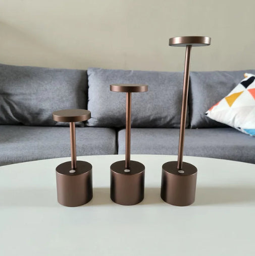 Oak & Coral | LumaLite Rechargeable LED Table Lamp | Wireless | Dimmable | Modern Design for Restaurants and Home