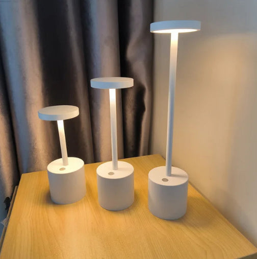Oak & Coral | LumaLite Rechargeable LED Table Lamp | Wireless | Dimmable | Modern Design for Restaurants and Home
