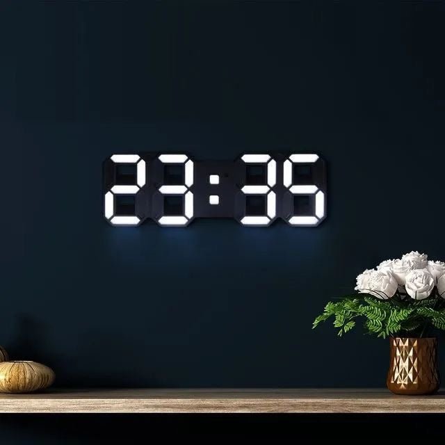 Oak & Coral | LumiSync 3D LED Wall Clock – Modern Digital Clock with Dimmable Lighting