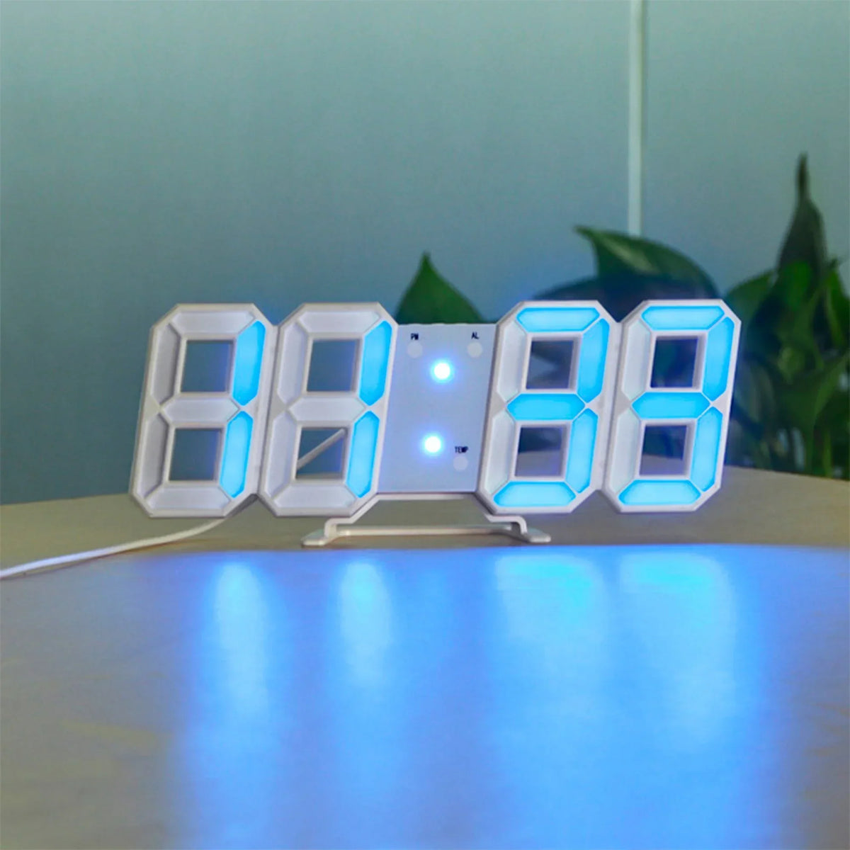 Oak & Coral | LumiSync 3D LED Wall Clock – Modern Digital Clock with Dimmable Lighting
