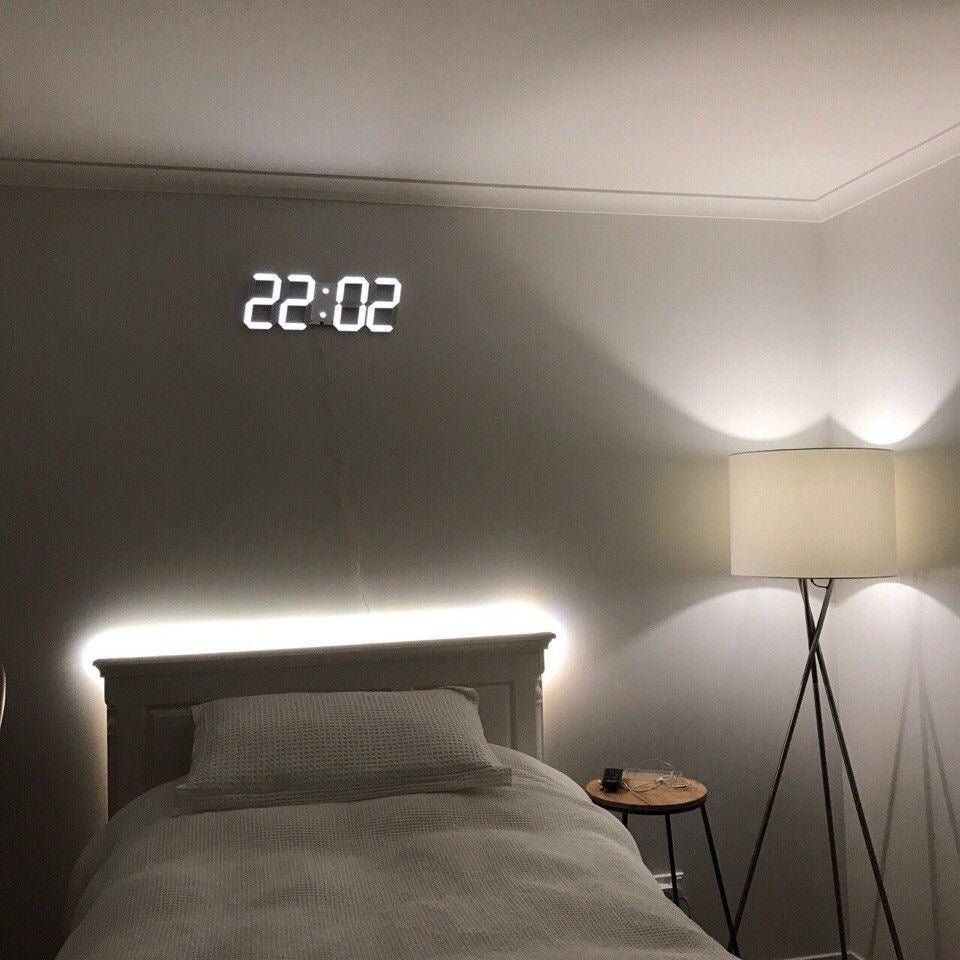 Oak & Coral | LumiSync 3D LED Wall Clock – Modern Digital Clock with Dimmable Lighting