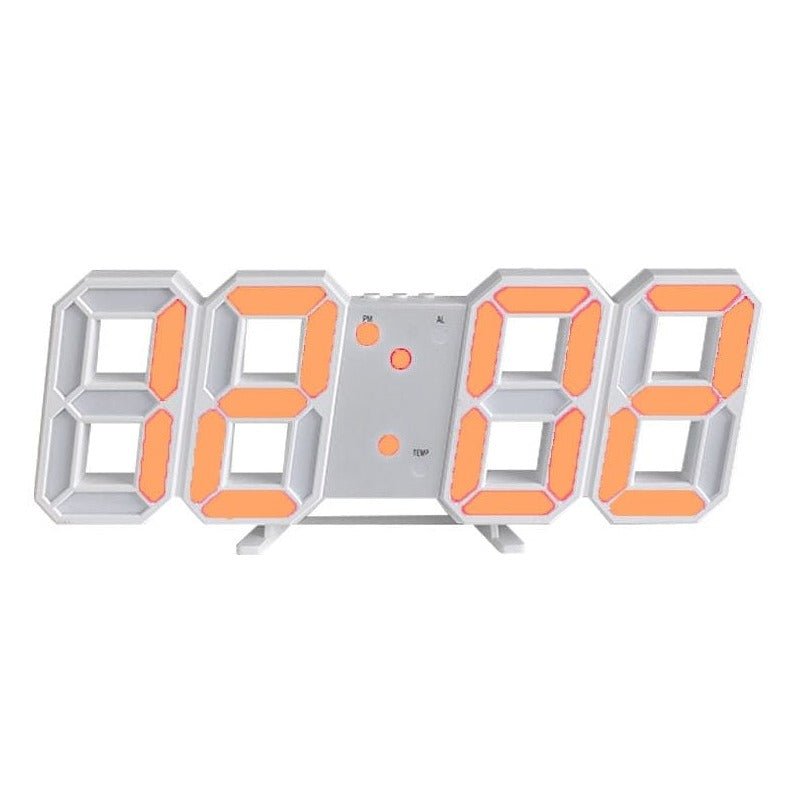 Oak & Coral | LumiSync 3D LED Wall Clock – Modern Digital Clock with Dimmable Lighting