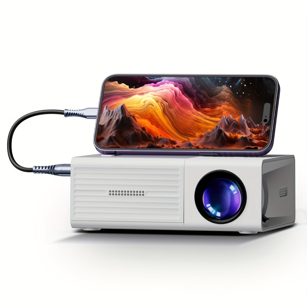 Oak & Coral | LumoBeam Ultra-Bright Mini Projector (3000 Lumen) – Compact HD Home & Outdoor Cinema
